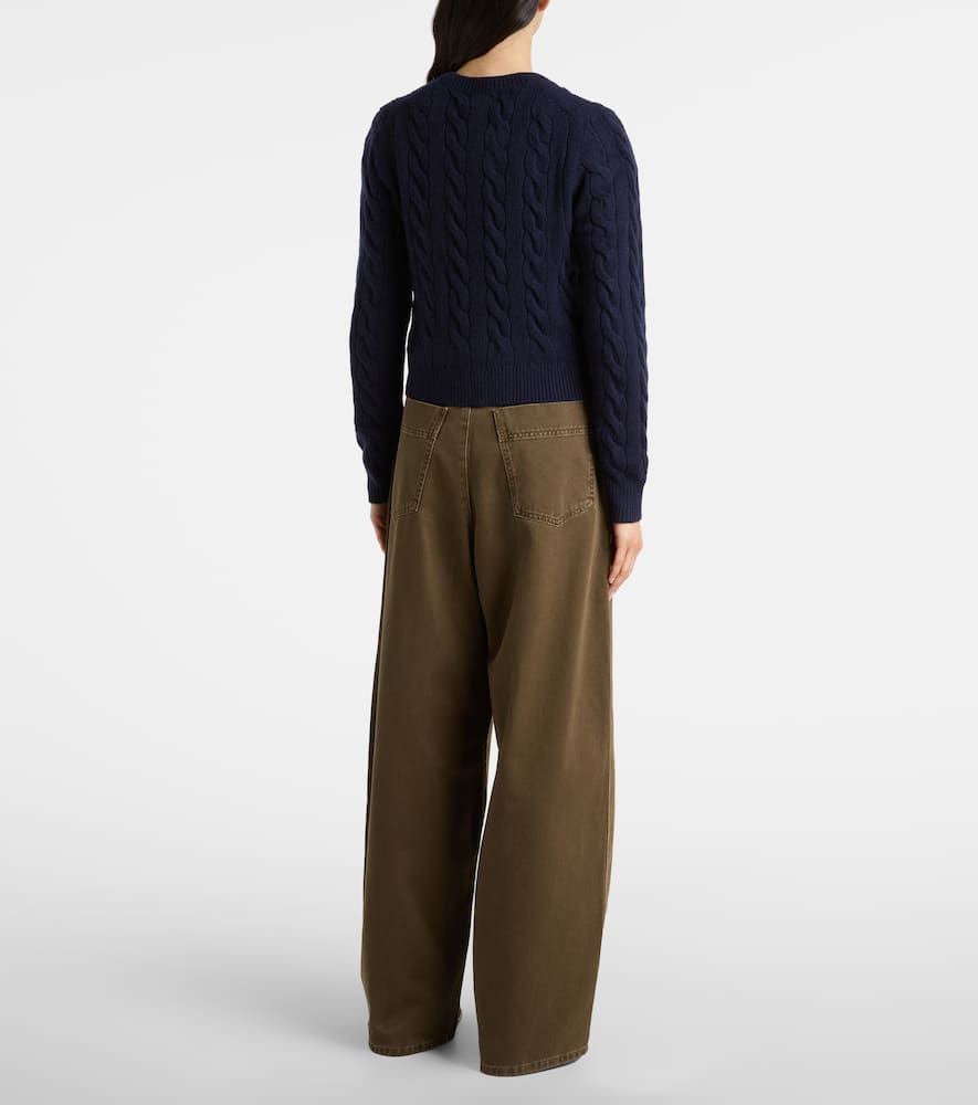 Polo Ralph Lauren Cable-knit Wool And Cashmere Cardigan In Blue