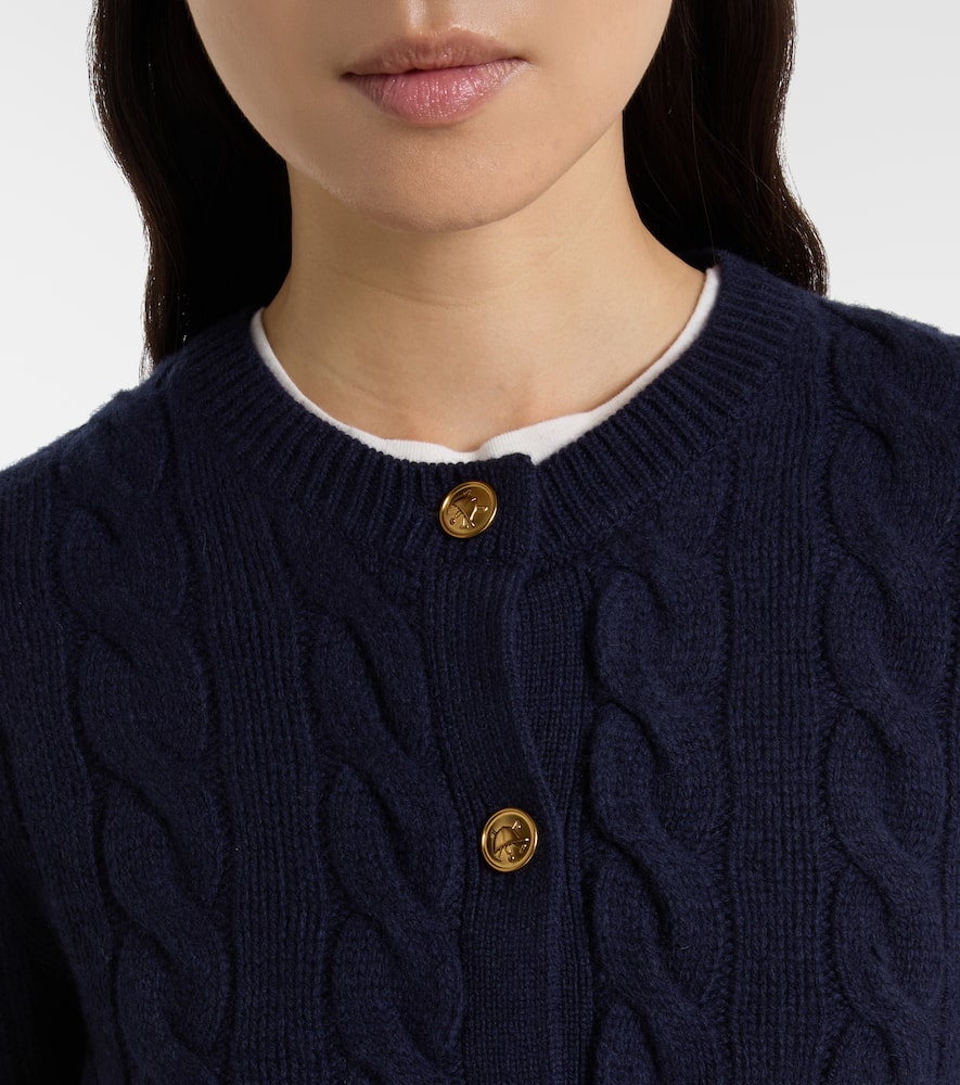 Polo Ralph Lauren Cable-knit Wool And Cashmere Cardigan In Blue