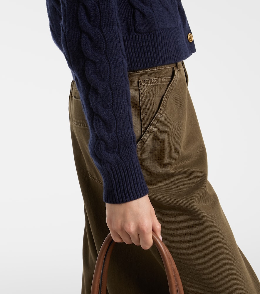 Polo Ralph Lauren Cable-knit Wool And Cashmere Cardigan In Blue