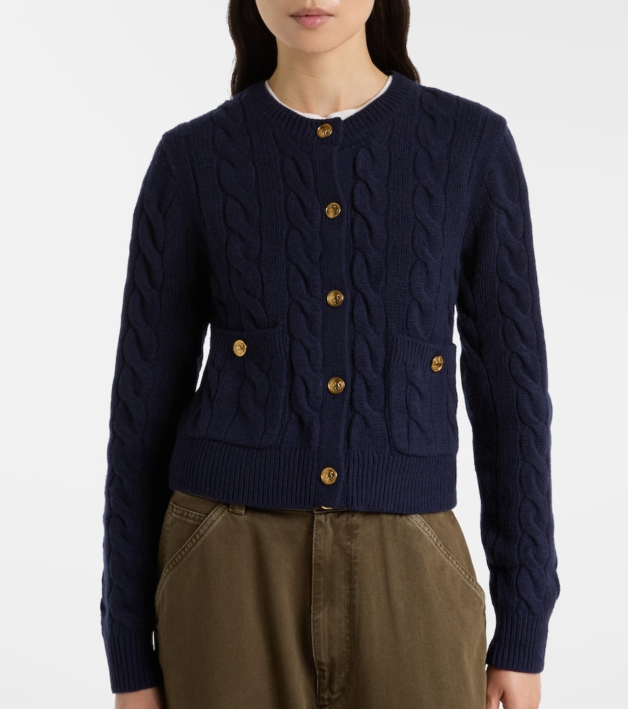 Polo Ralph Lauren Cable-knit Wool And Cashmere Cardigan In Blue