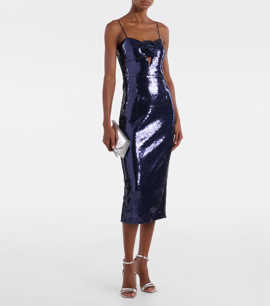 Rebecca Vallance Sequined Gown In Blue