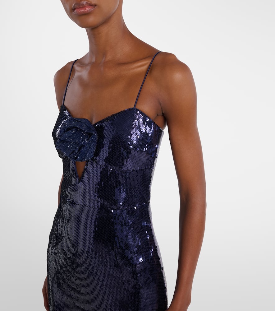 Rebecca Vallance Sequined Gown In Blue