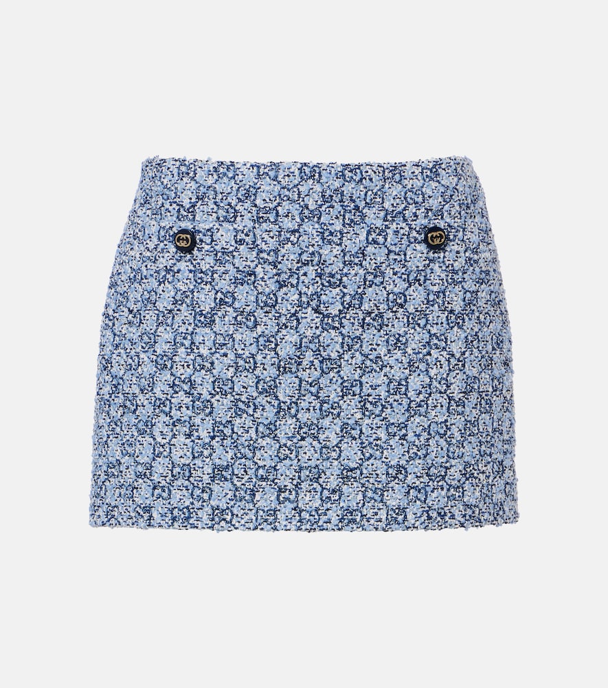 Gucci Women's Blue Gg Tweed Miniskirt Uk Size 10