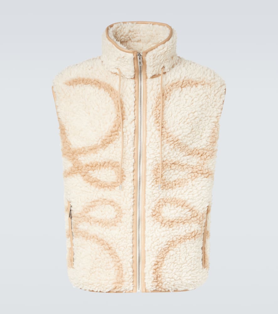 Loewe Anagram Fleece Jacquard Vest In Brown