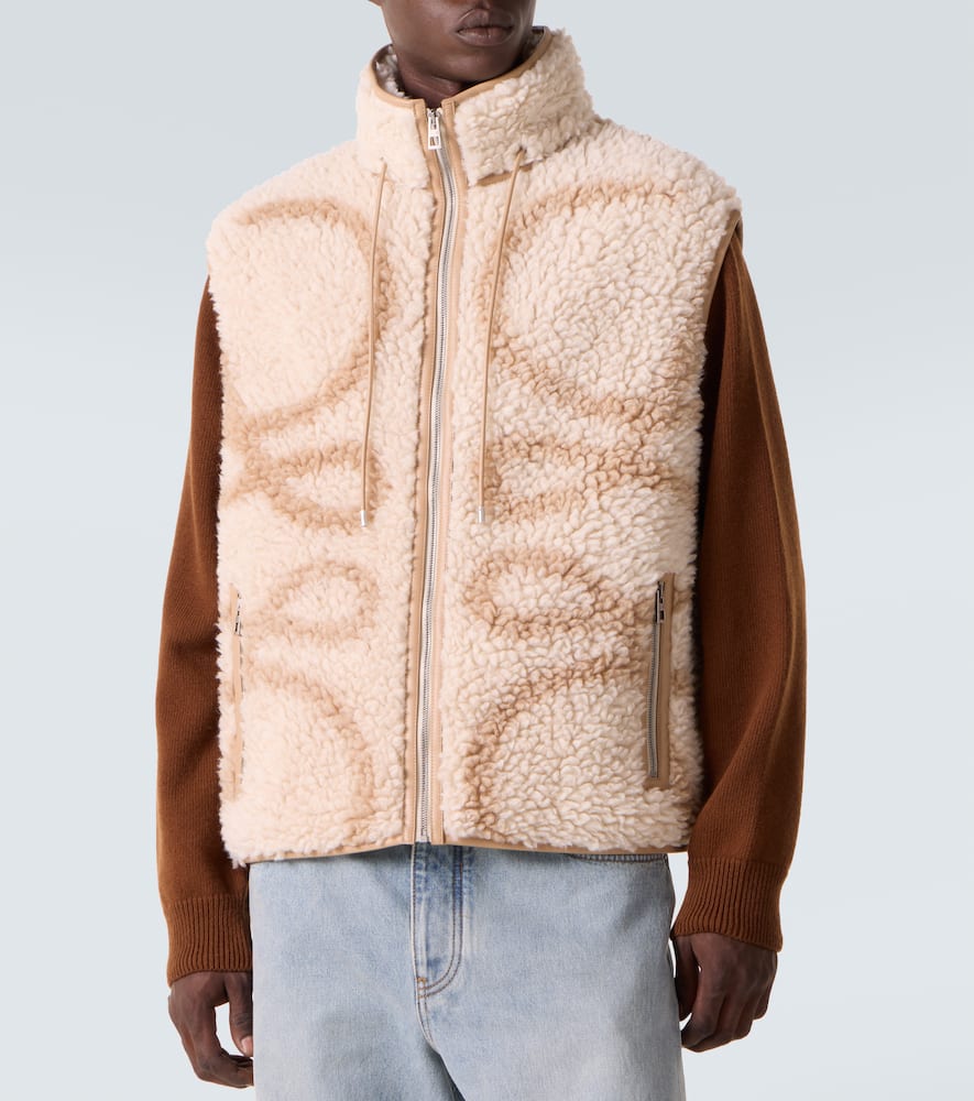 Loewe Anagram Fleece Jacquard Vest In Brown