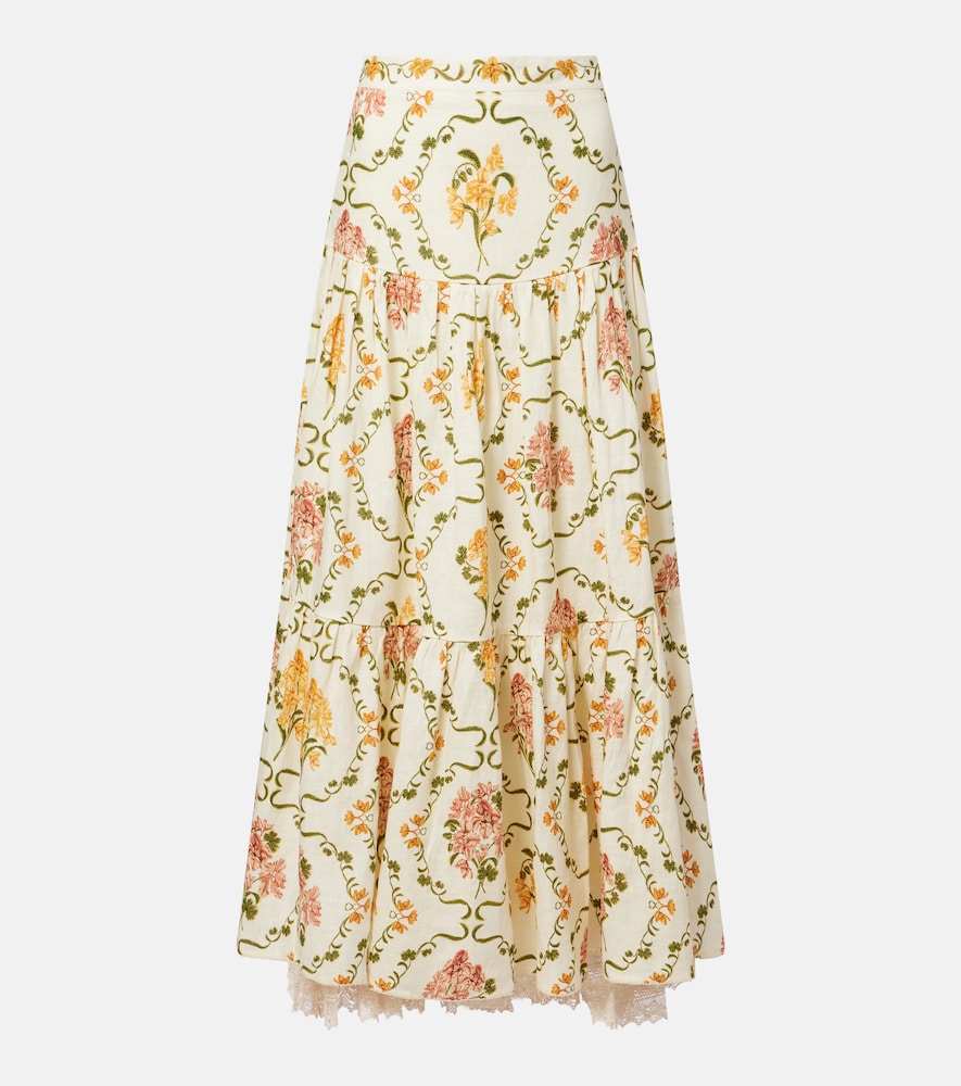 Agua By Agua Bendita Anis Cordillera Floral Cotton Maxi Skirt