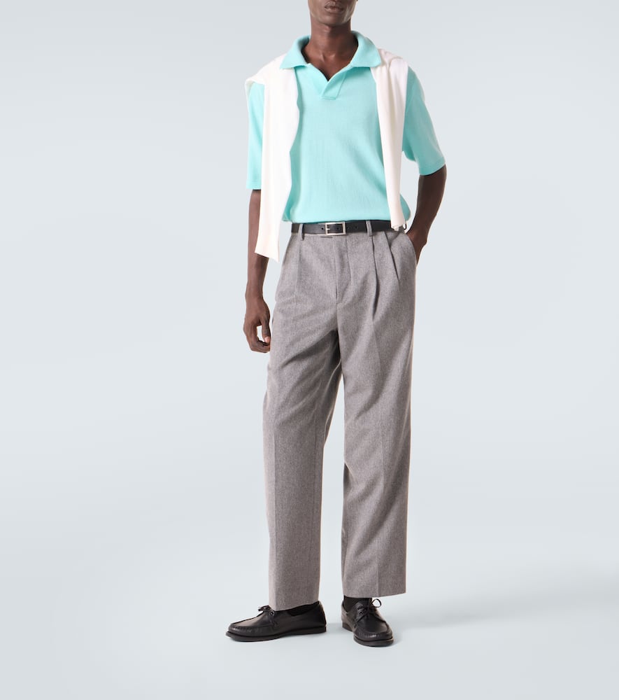 Allude Wool And Cashmere Polo Sweater In Blue