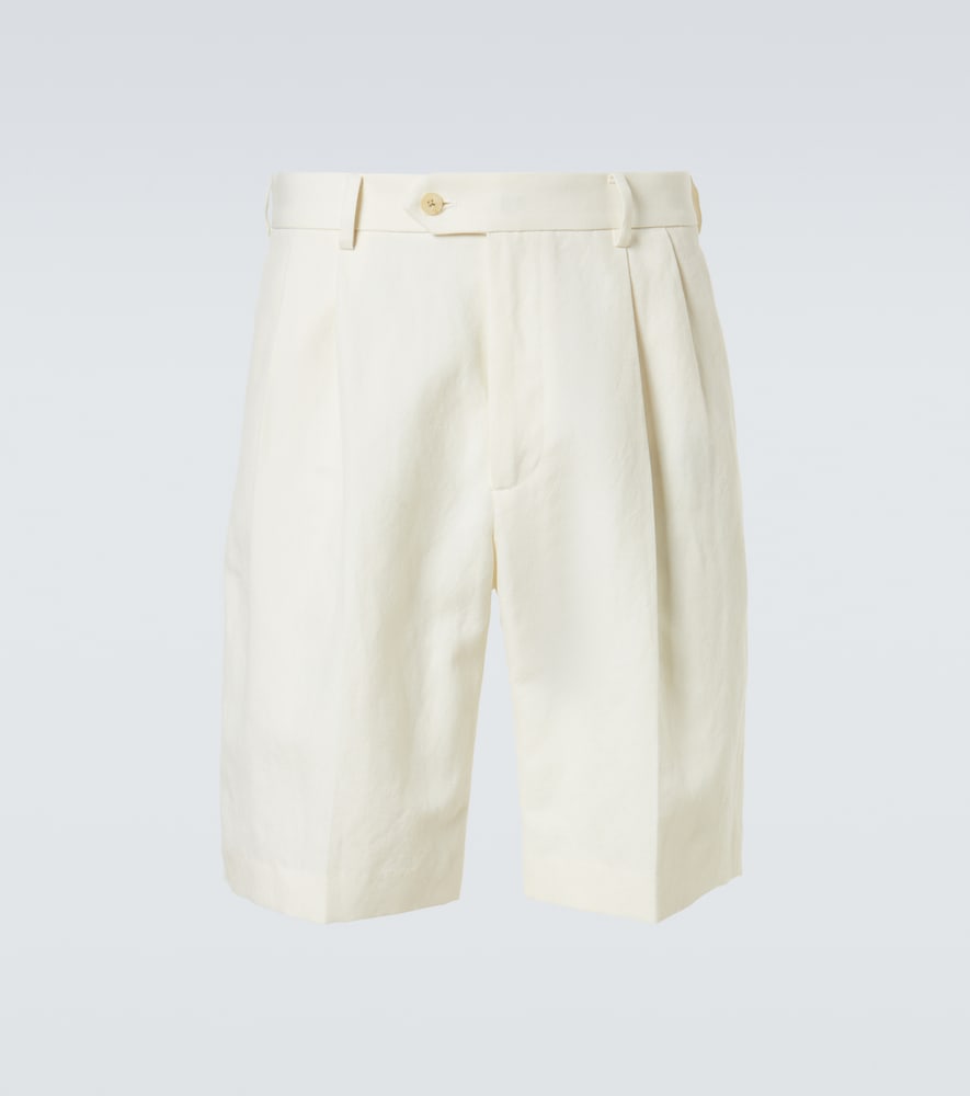 Auralee Pleated wool, cotton, and linen shorts
