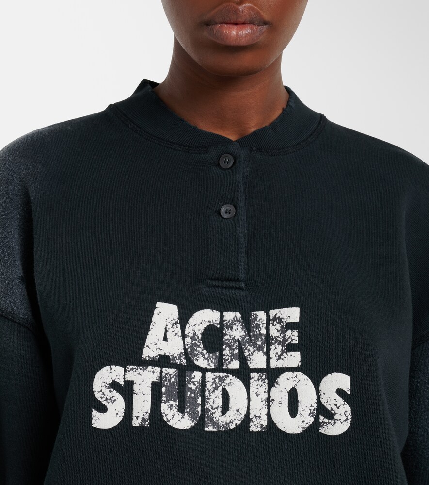  Acne Studios Acne Studios Distressed Logo Cotton Fleece Sweatshirt 