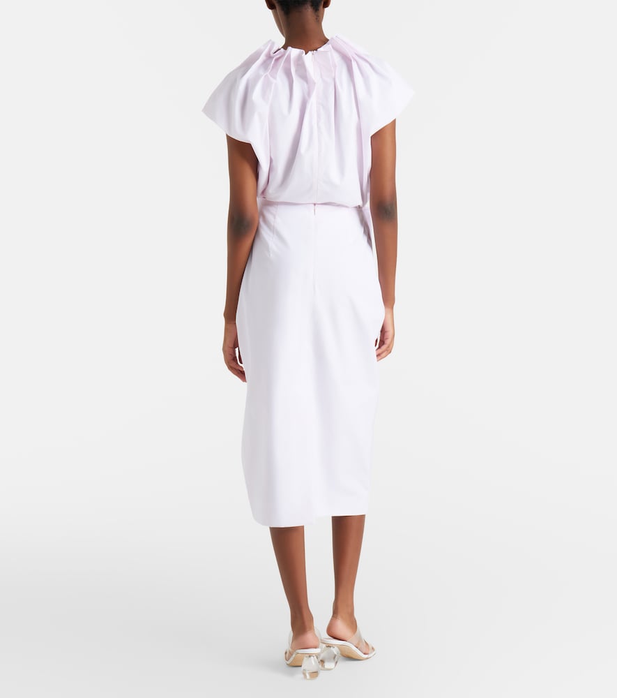 Pleated Cotton Pencil Skirt
