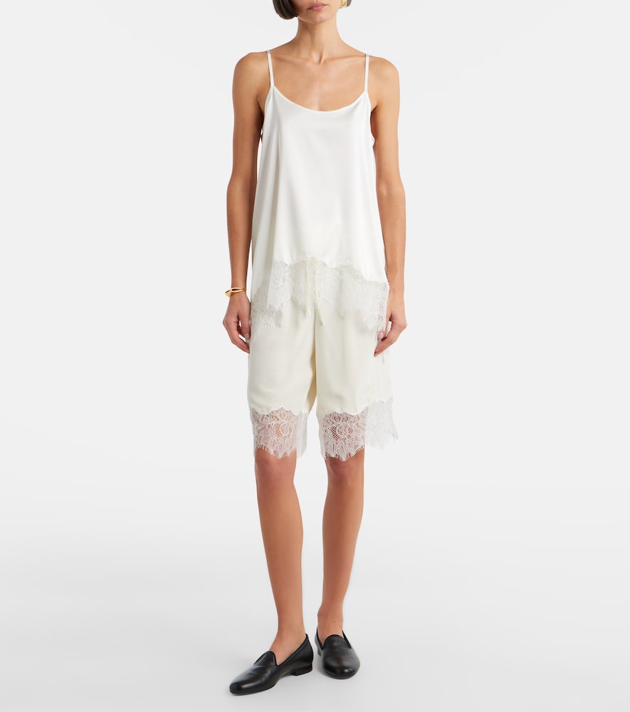  Staud Staud Bermuda-shorts Verano Aus Seidensatin Mit Spitze 