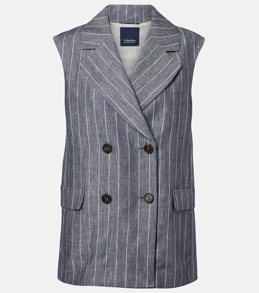 'S Max Mara Ballo pinstripe double-breasted linen vest