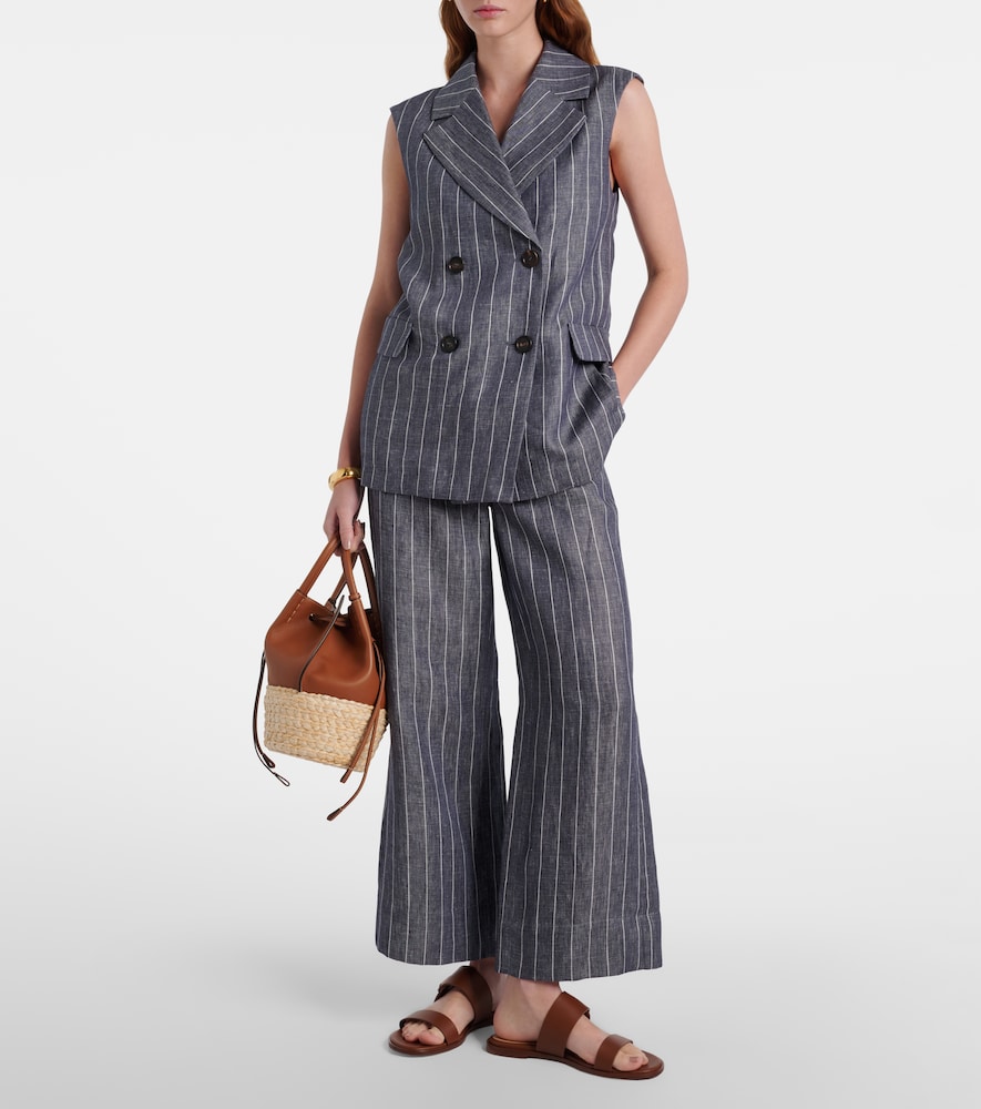  's Max Mara 's Max Mara Ballo Pinstripe Double-breasted Linen Vest 