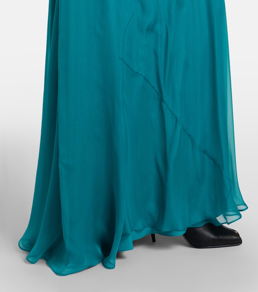  Mcqueen Mcqueen Draped Silk Chiffon Bustier Gown 