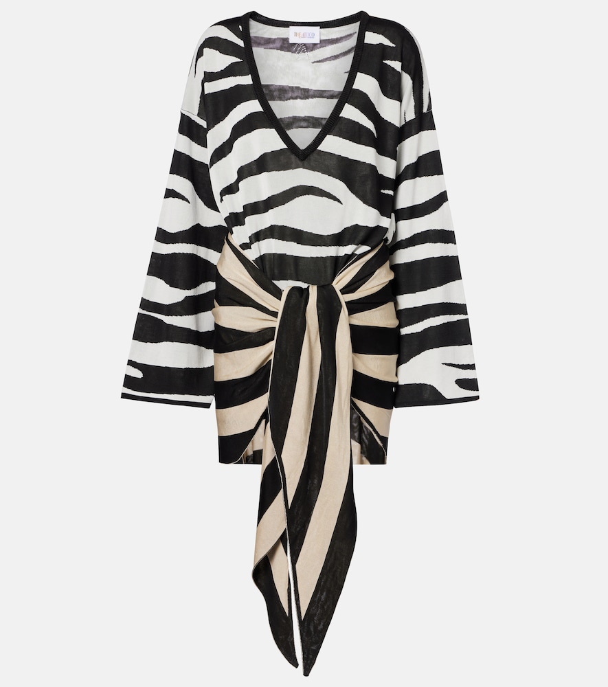 The Attico Knitted zebra-print minidress