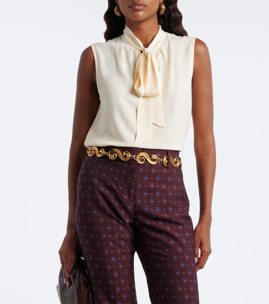 Paisley Jacquard Crêpe De Chine Top