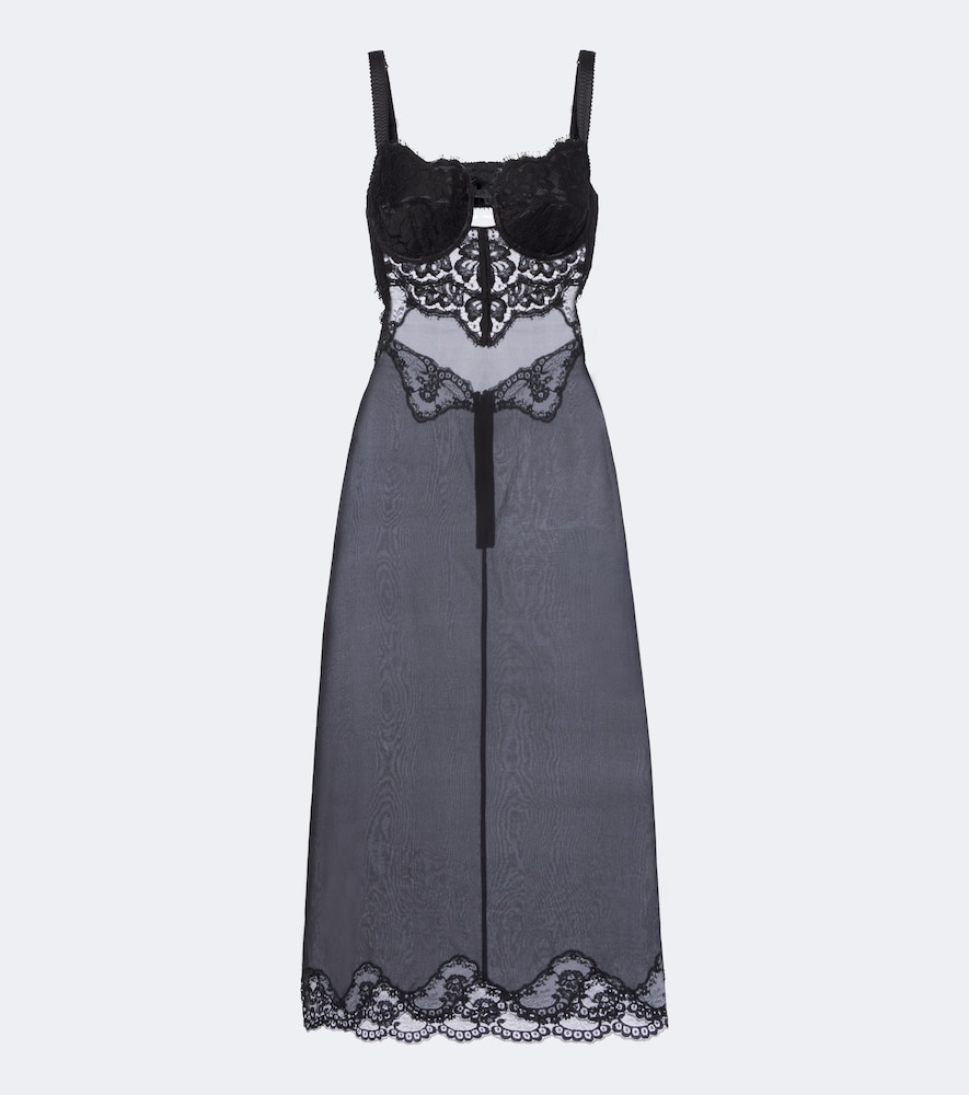 Dolce&Gabbana Femme Noir Robe Midi En Soie, Coton Et Dentelle Fr Taille 44 - Mytheresa