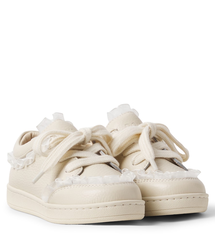 Donsje White Lisel Tulle-Trimmed Leather Sneakers UK Size 0 - Mytheresa