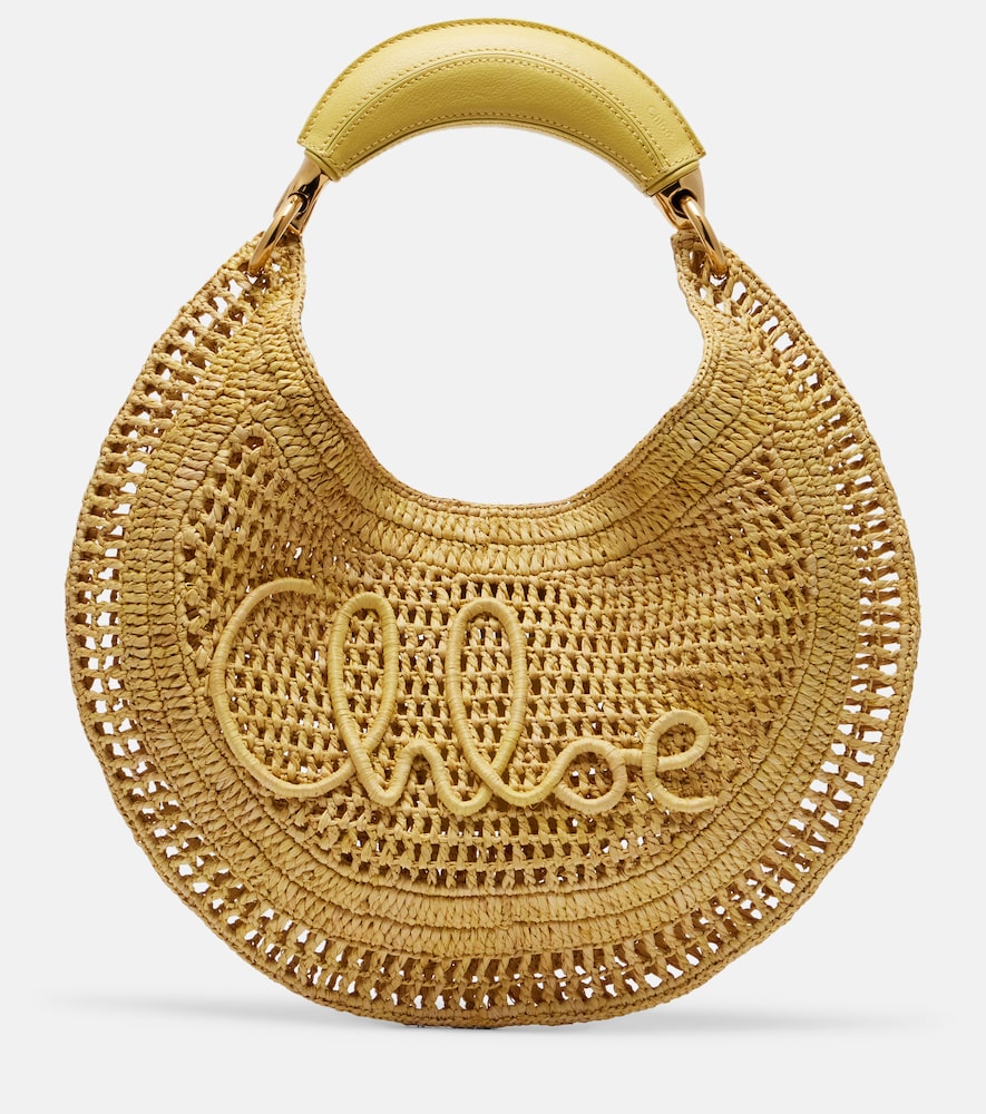 Chloé Schultertasche Summer Banana aus Raffiabast