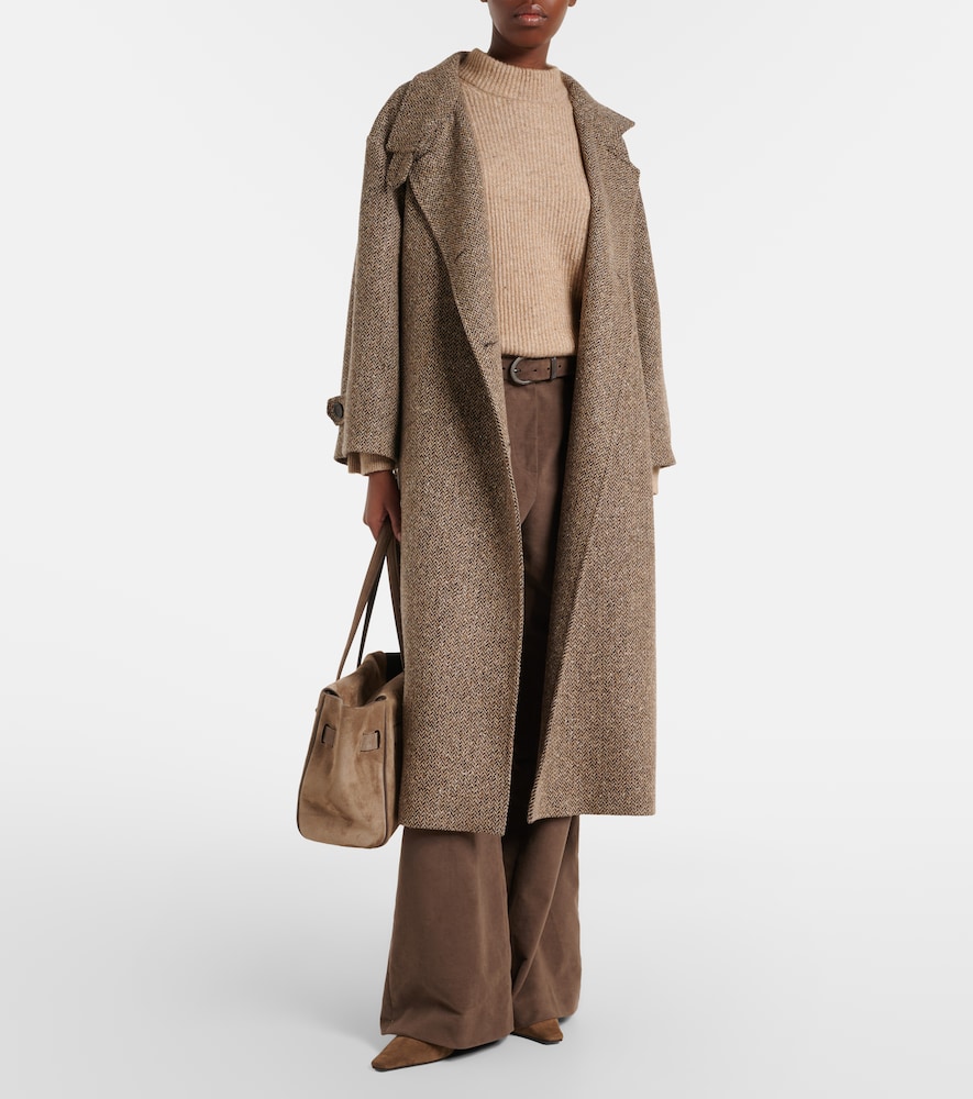 Brunello Cucinelli Belted herringbone wool-blend coat | Thumbnail 4 Brunello Cucinelli Belted herringbone wool-blend coat | Thumbnail 4