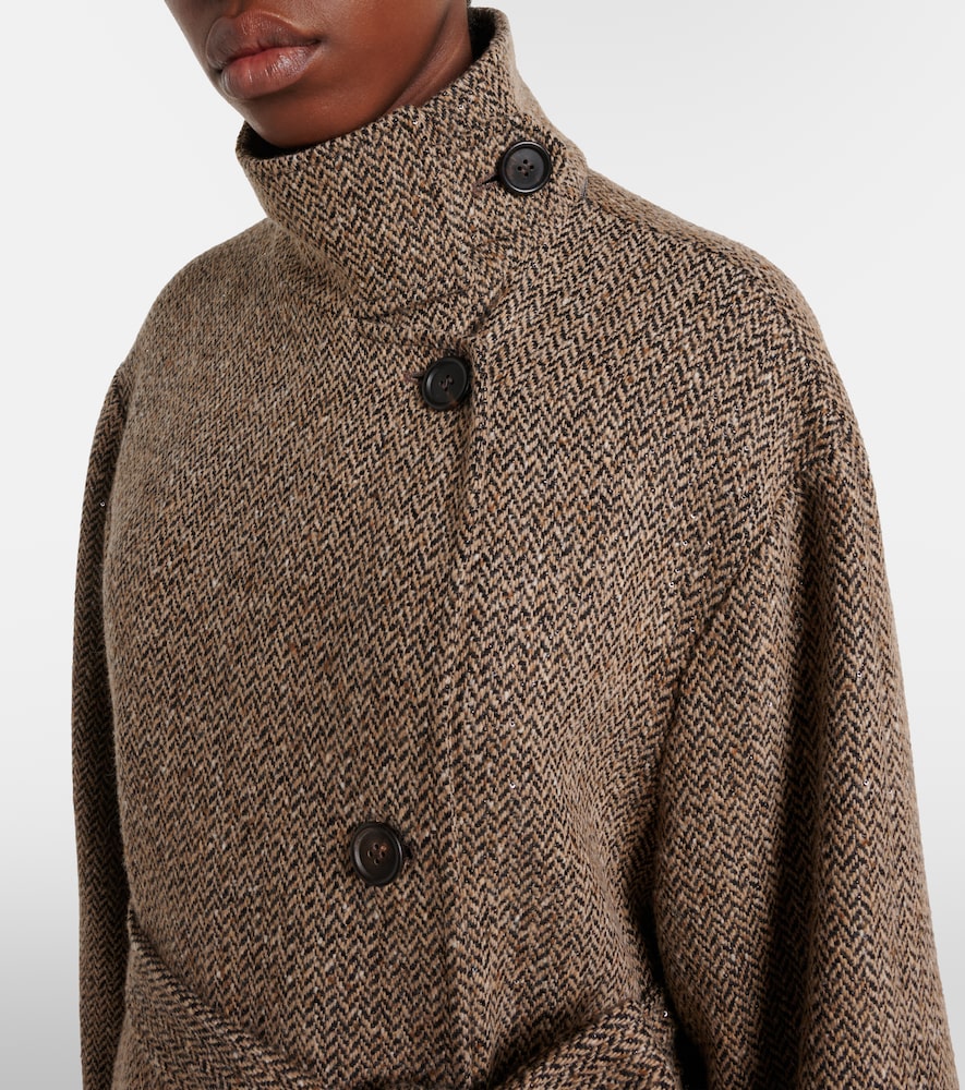 Brunello Cucinelli Belted herringbone wool-blend coat | Thumbnail 3 Brunello Cucinelli Belted herringbone wool-blend coat | Thumbnail 3