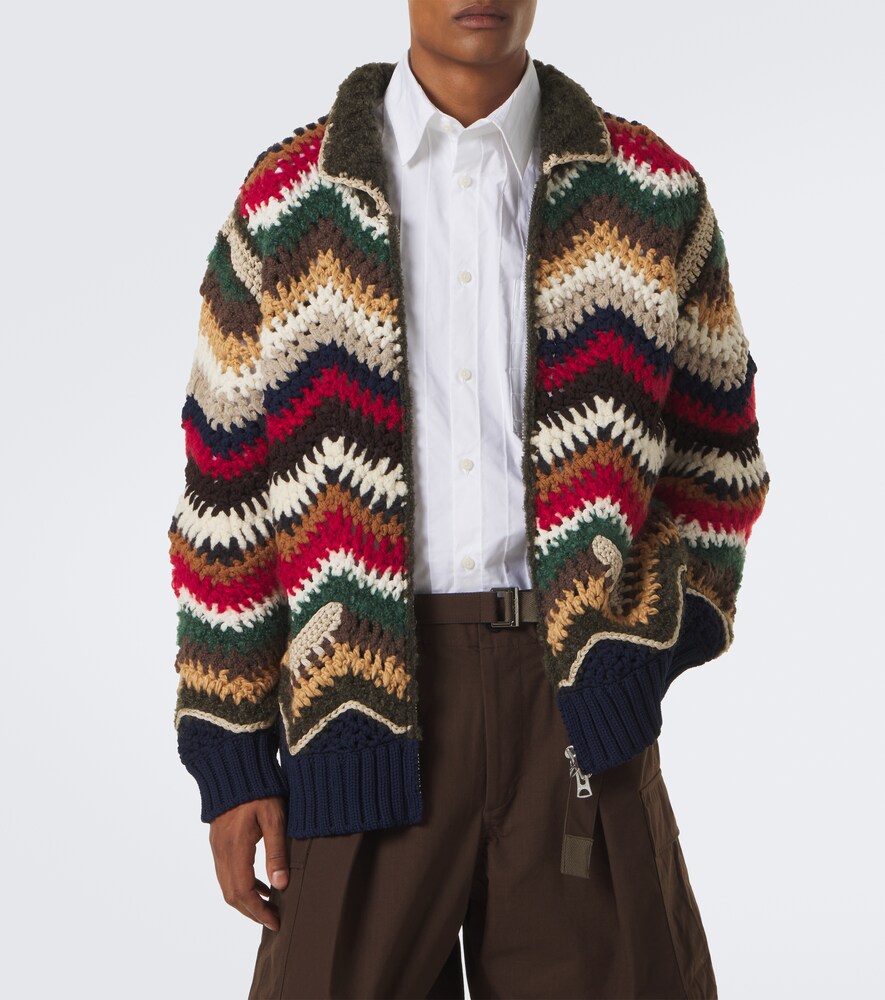 Chevron Wool, Mohair, And Silk-Blend Cardigan