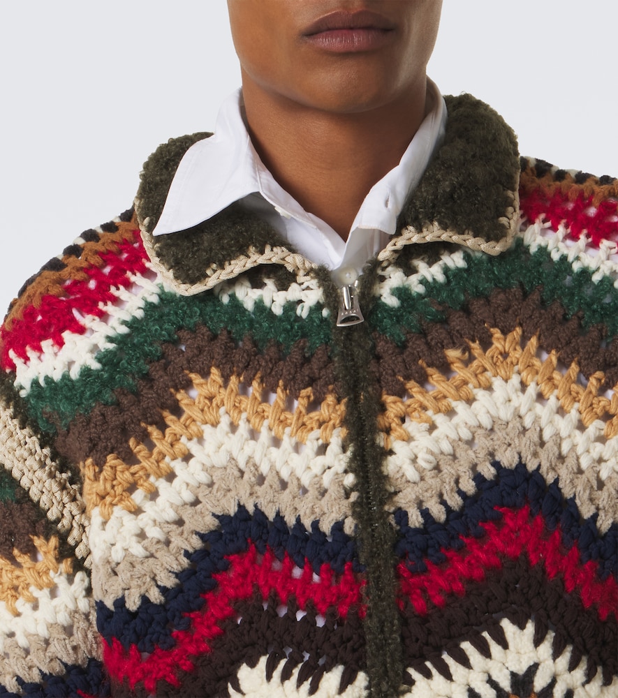 Chevron Wool, Mohair, And Silk-Blend Cardigan