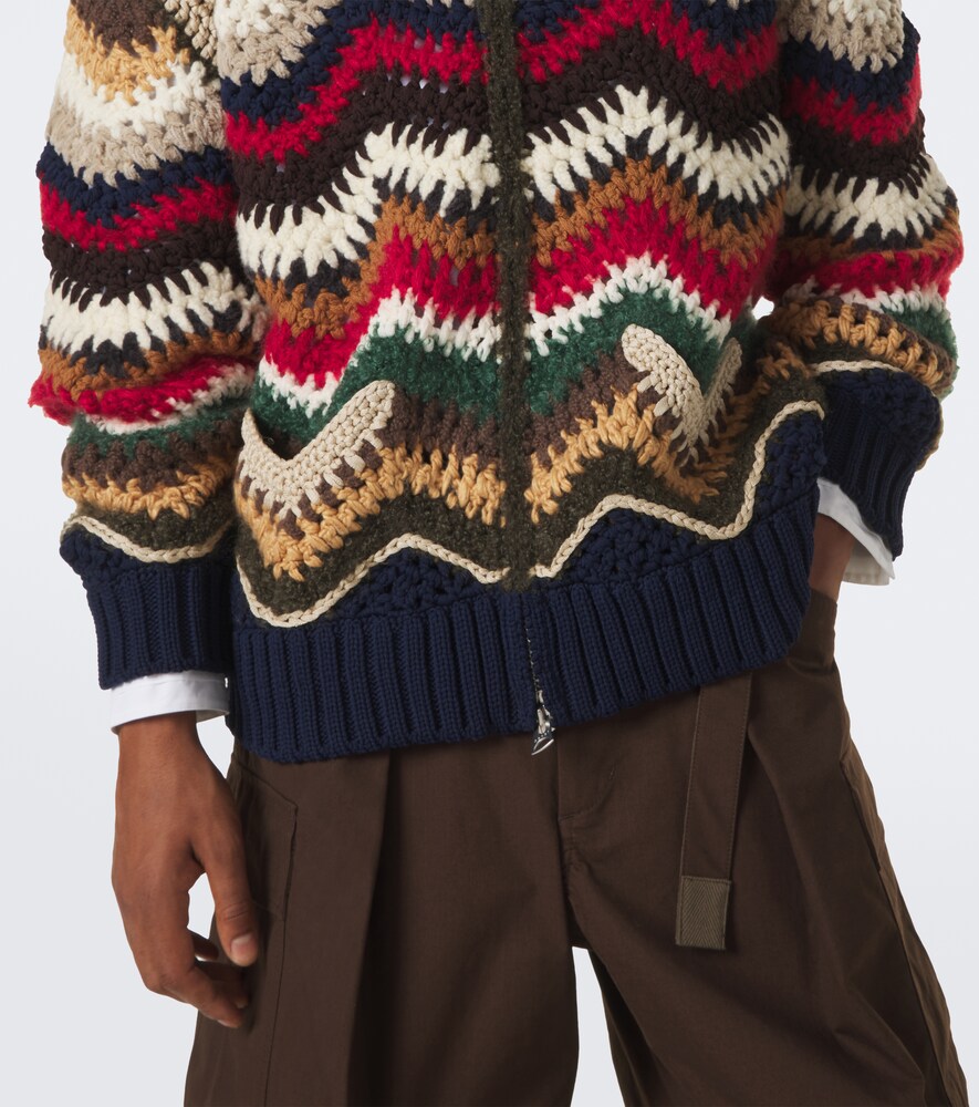 Chevron Wool, Mohair, And Silk-Blend Cardigan