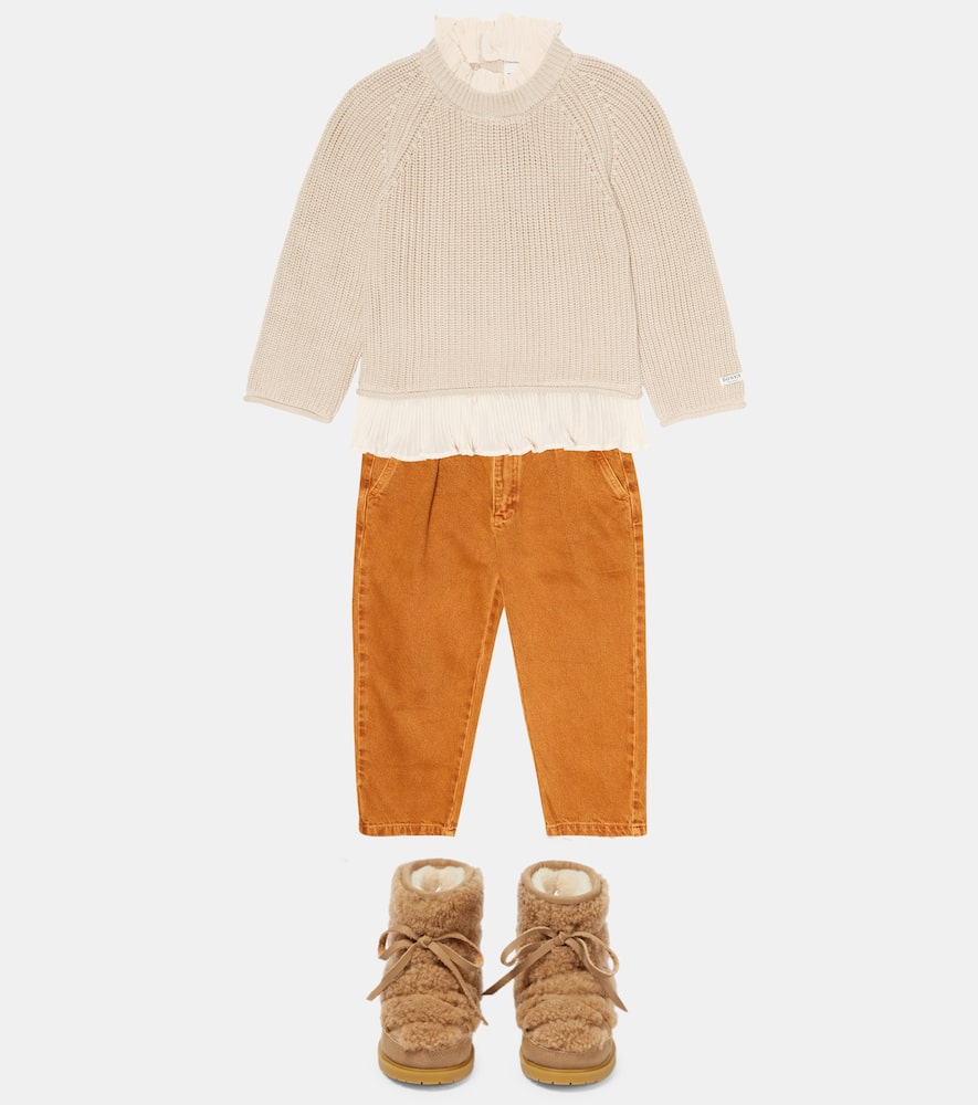 Donsje Inuka Lining Wool And Leather Boots In Beige Curly Sheep Wool