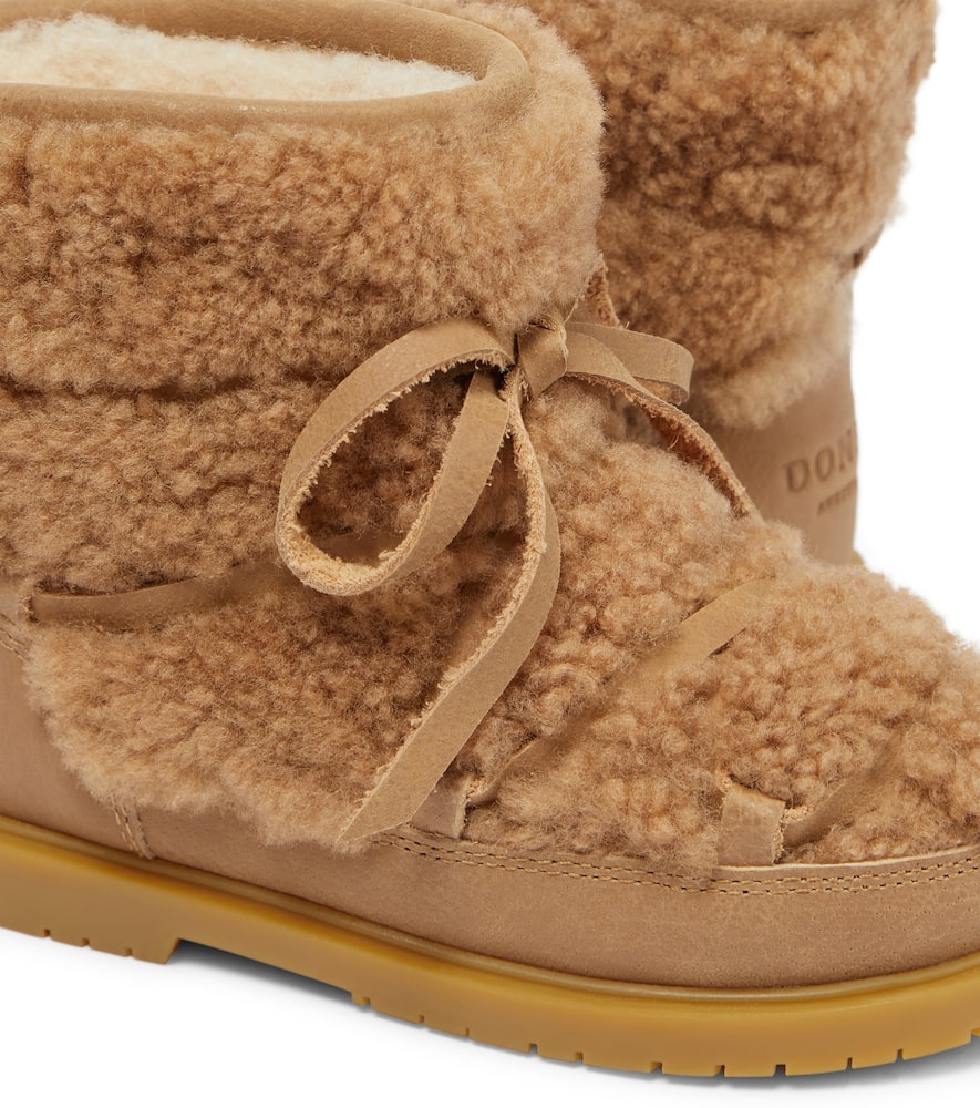 Shop Donsje Wool And Leather Boots In Beige Curly Sheep Wool