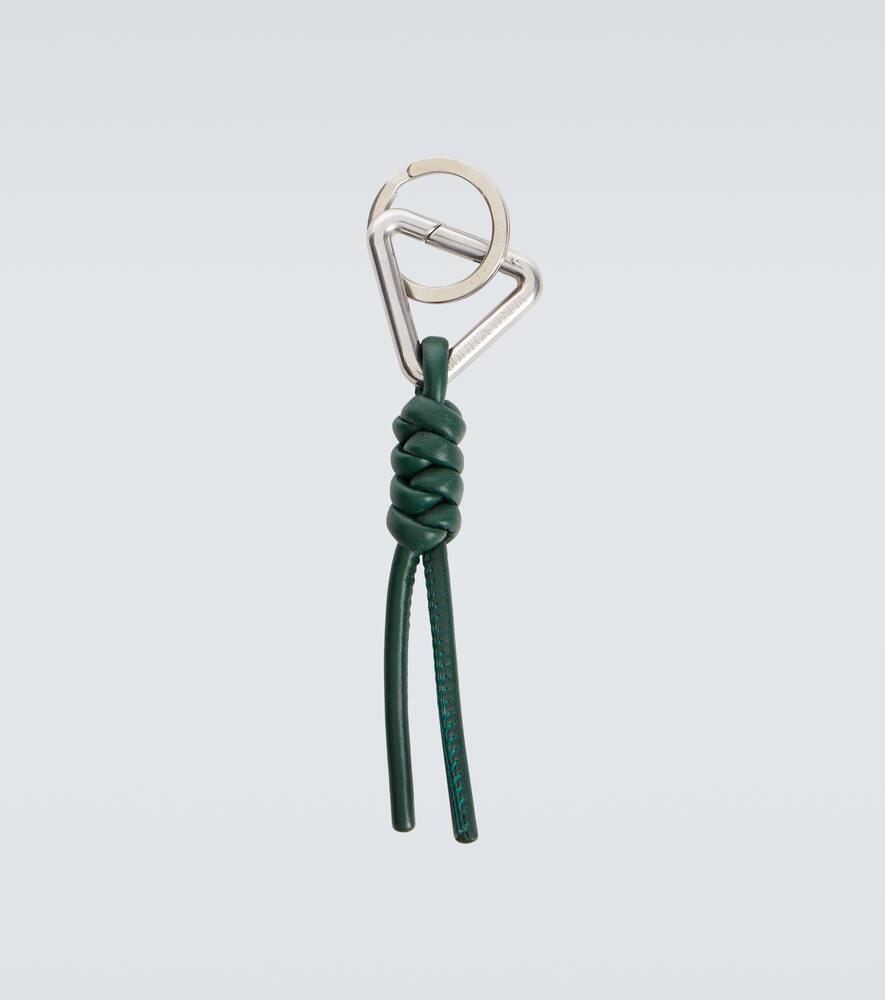 Bottega Veneta Triangle Leather Key Ring In Raintree-silver