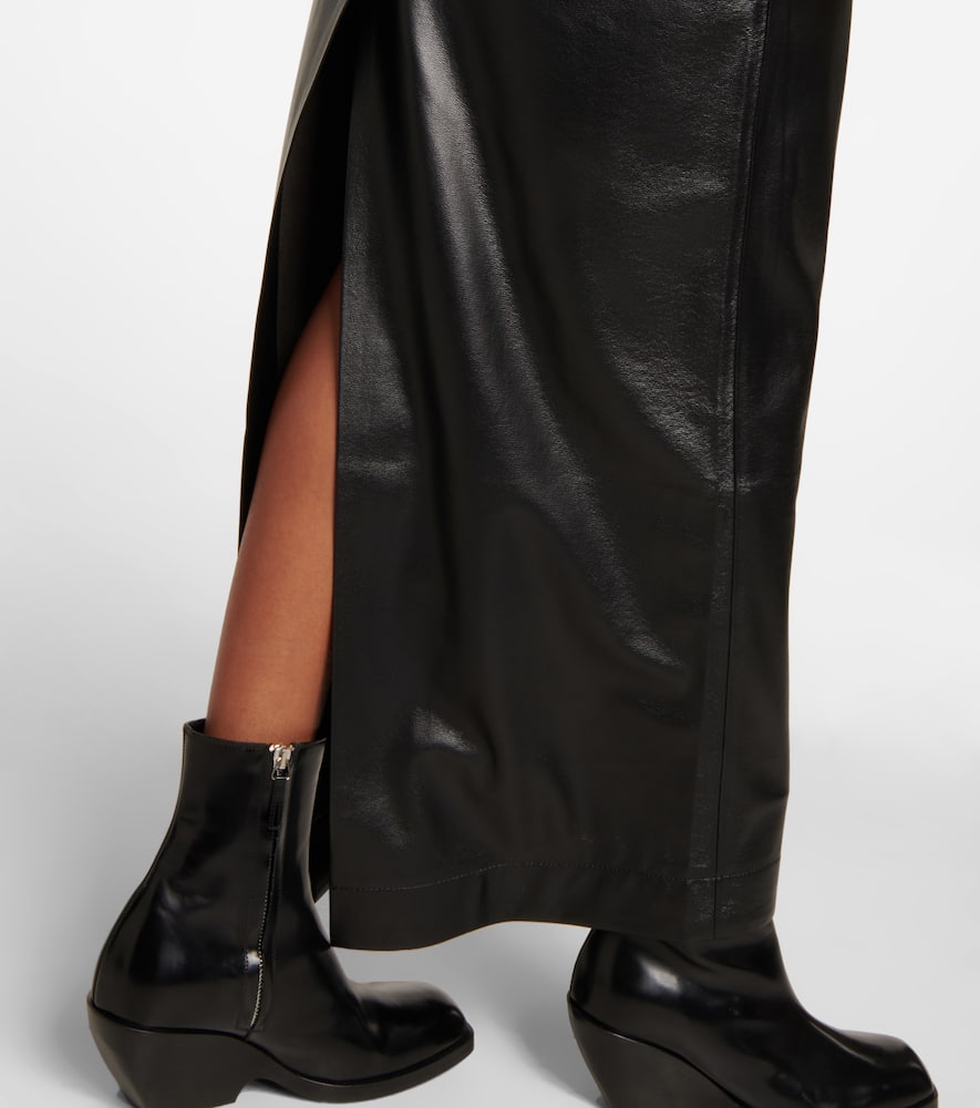 Shop Aya Muse Elfi Faux Leather Maxi Skirt In Black