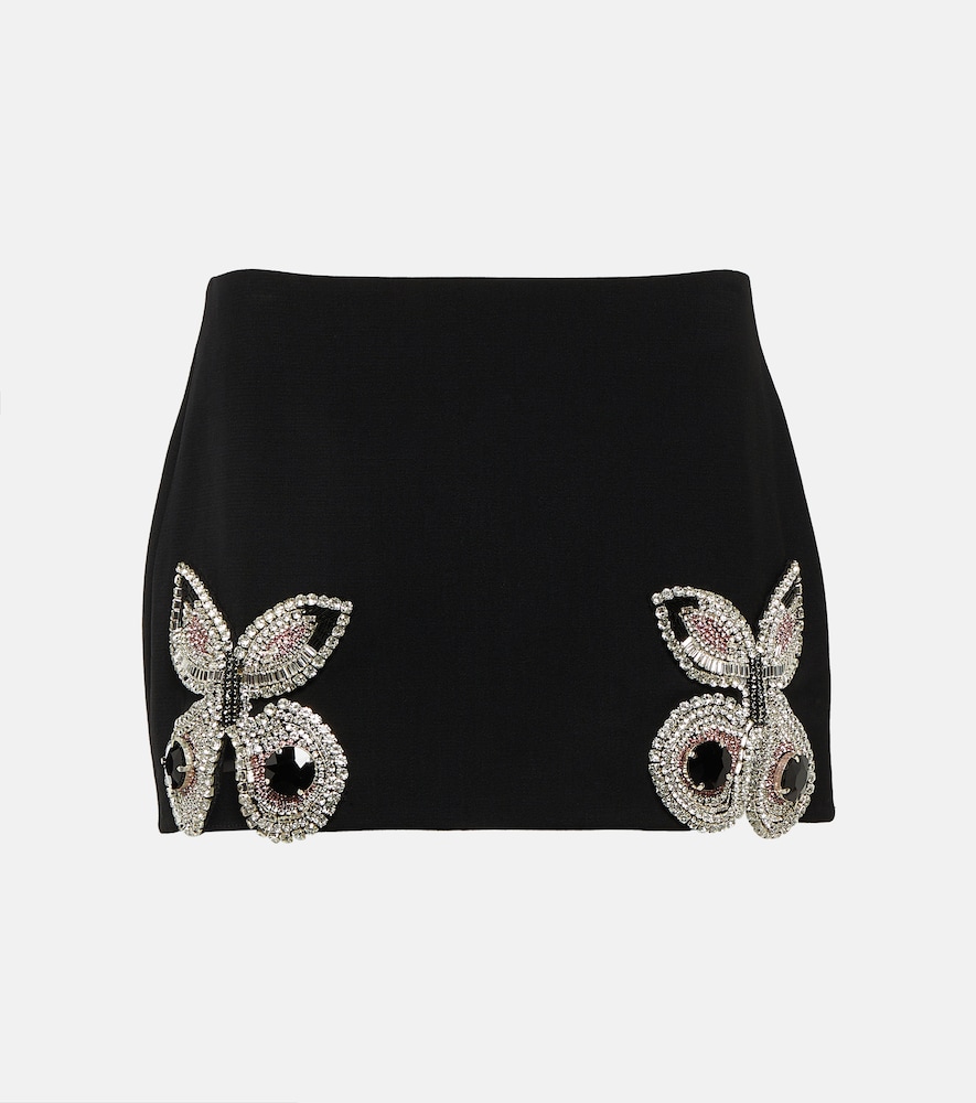 Area Embellished Wool Miniskirt