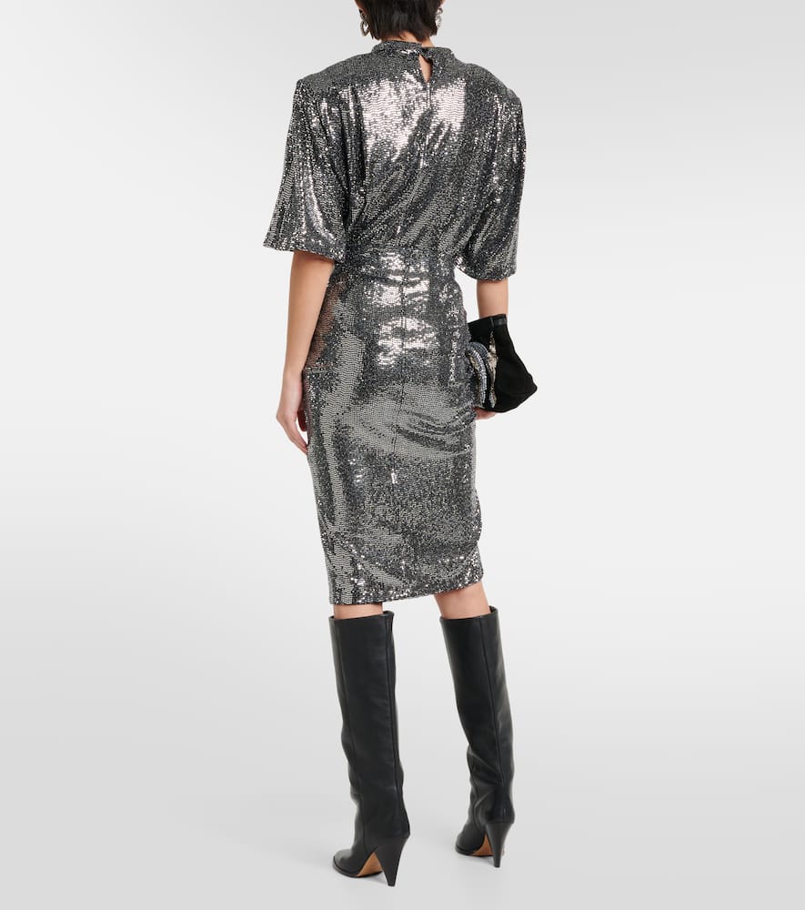 Shop Marant Etoile Dolene Ruffled Sequined Tulle Skirt In Metallic