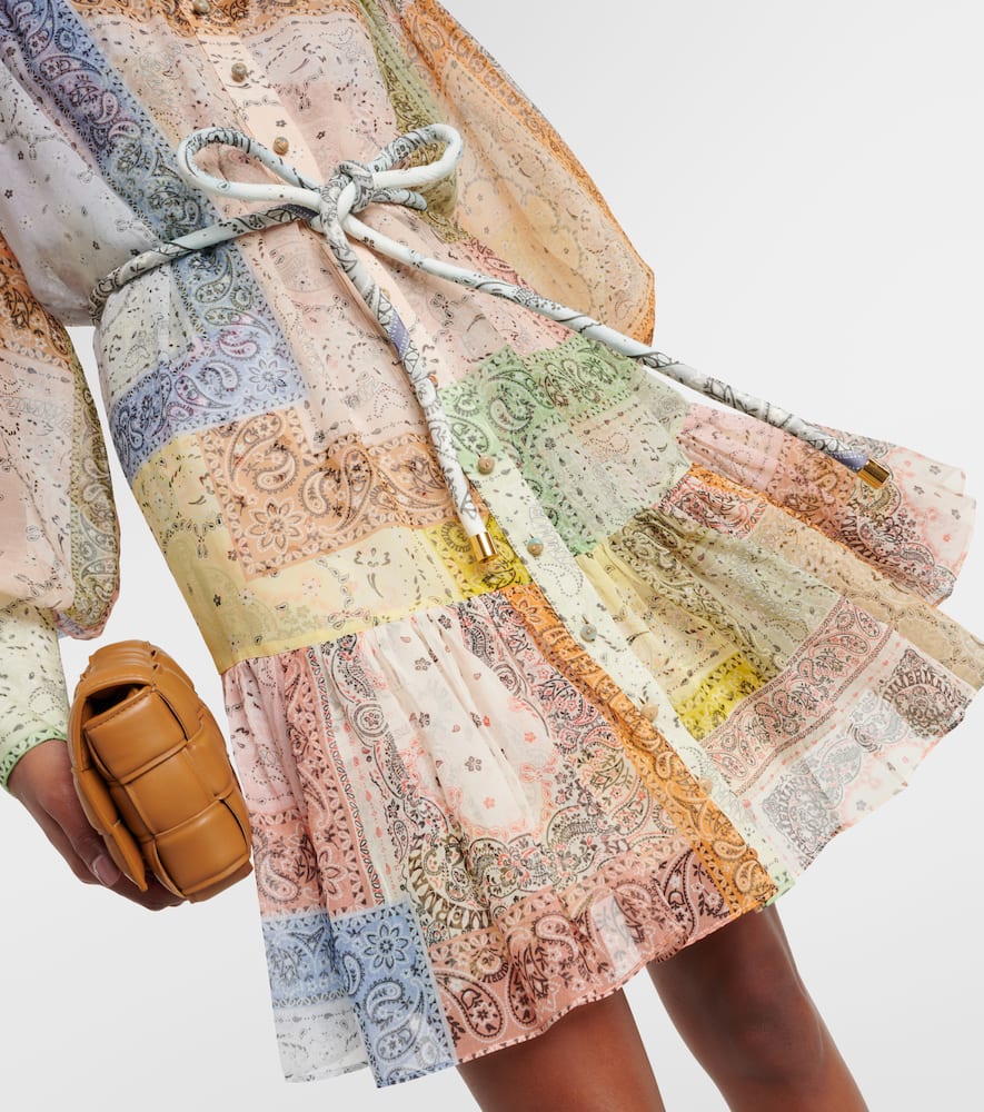 Shop Zimmermann Matchmaker Bandana Cotton And Silk Minidress In Multicoloured