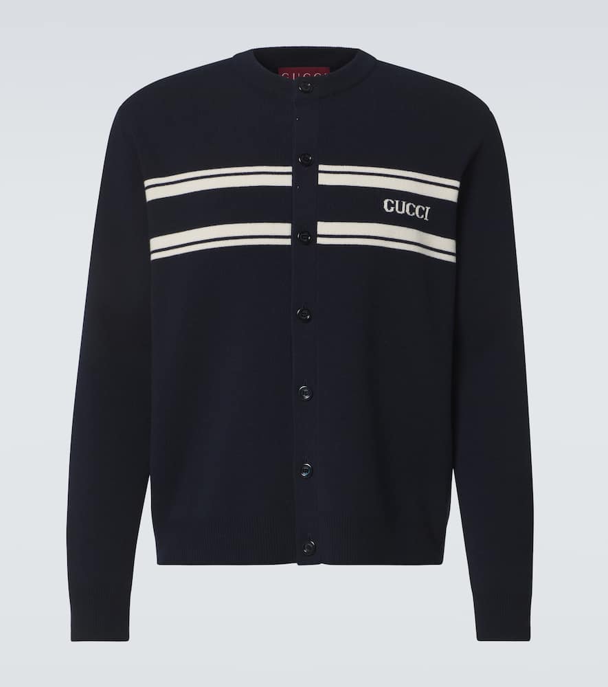 Gucci Wool And Cashmere Cardigan In Blue