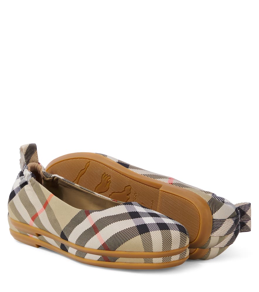 Shop Burberry Check Ballet Flats In Beige