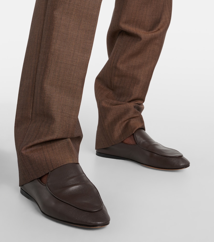 The Row Colette Loafers In Smooth Pebble Calf Leather In Brown