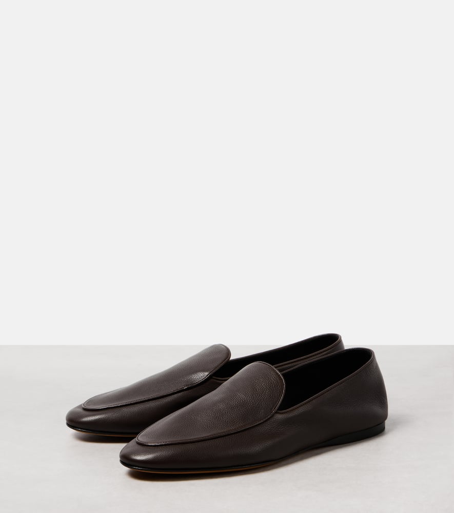 The Row Colette Loafers In Smooth Pebble Calf Leather In Brown