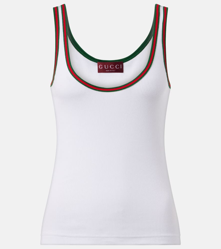 Ribbed-knit cotton tank top