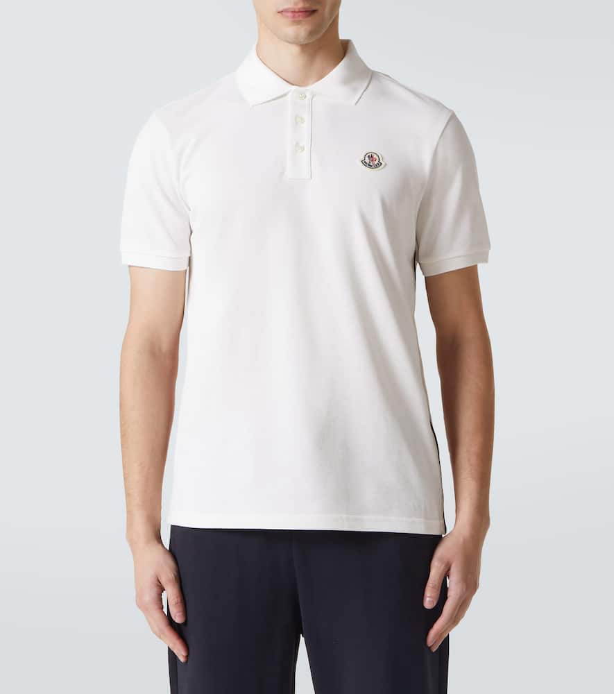 Moncler Cotton Piqué Polo Shirt In White