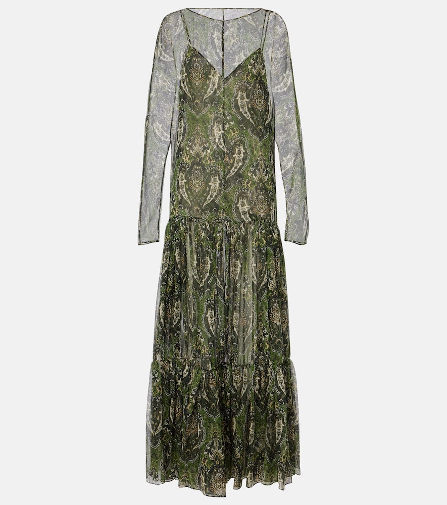 Paisley silk crépon maxi dress