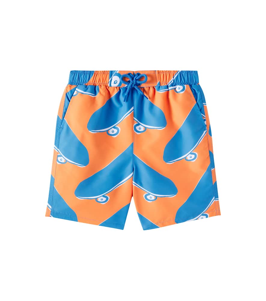 Stella Mccartney Printed Swim Trunks In Blue