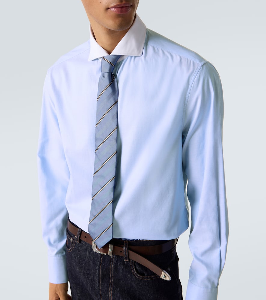 Brunello Cucinelli Cotton Poplin Shirt In Blue
