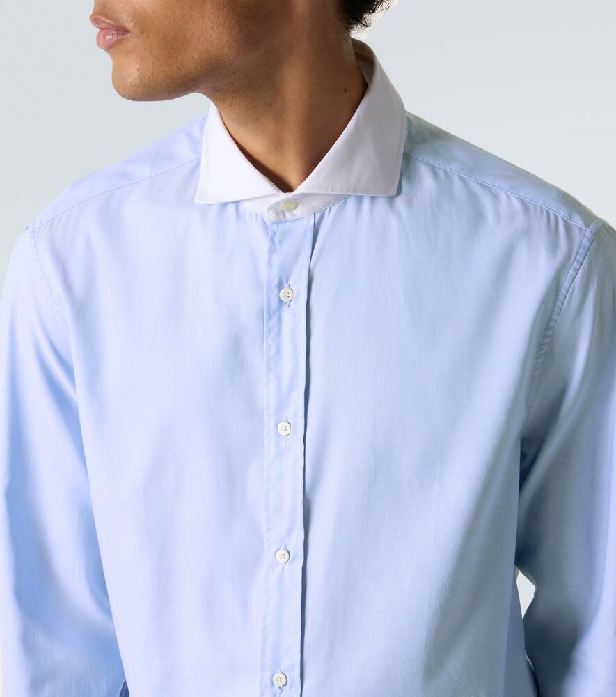 Brunello Cucinelli Cotton Poplin Shirt In Blue