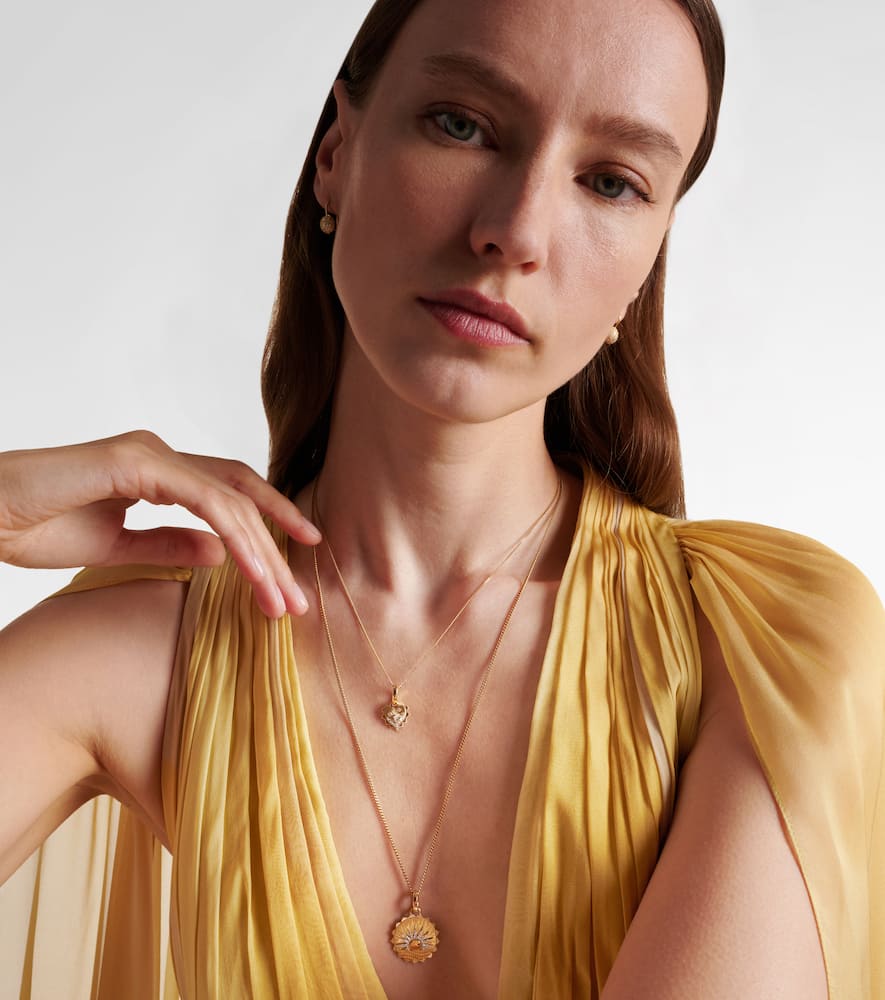 Foundrae Internal Compass 18kt Gold Pendant With Diamonds