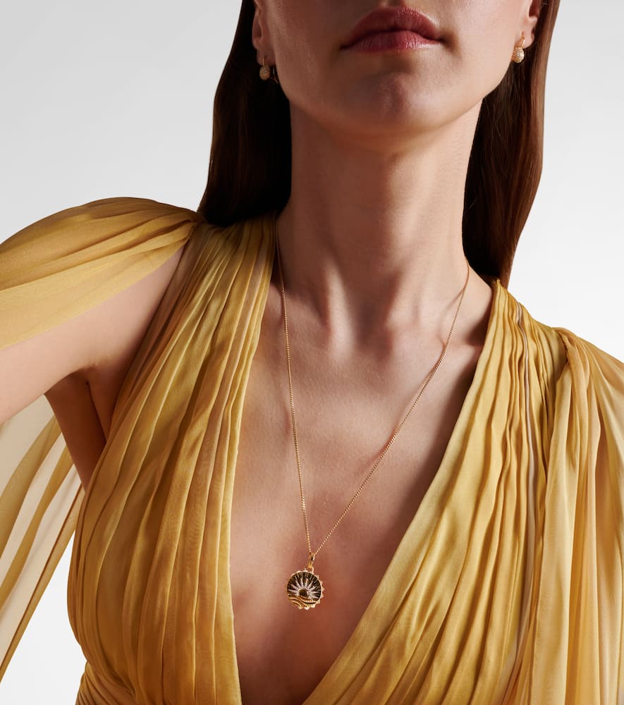 Foundrae Internal Compass 18kt Gold Pendant With Diamonds