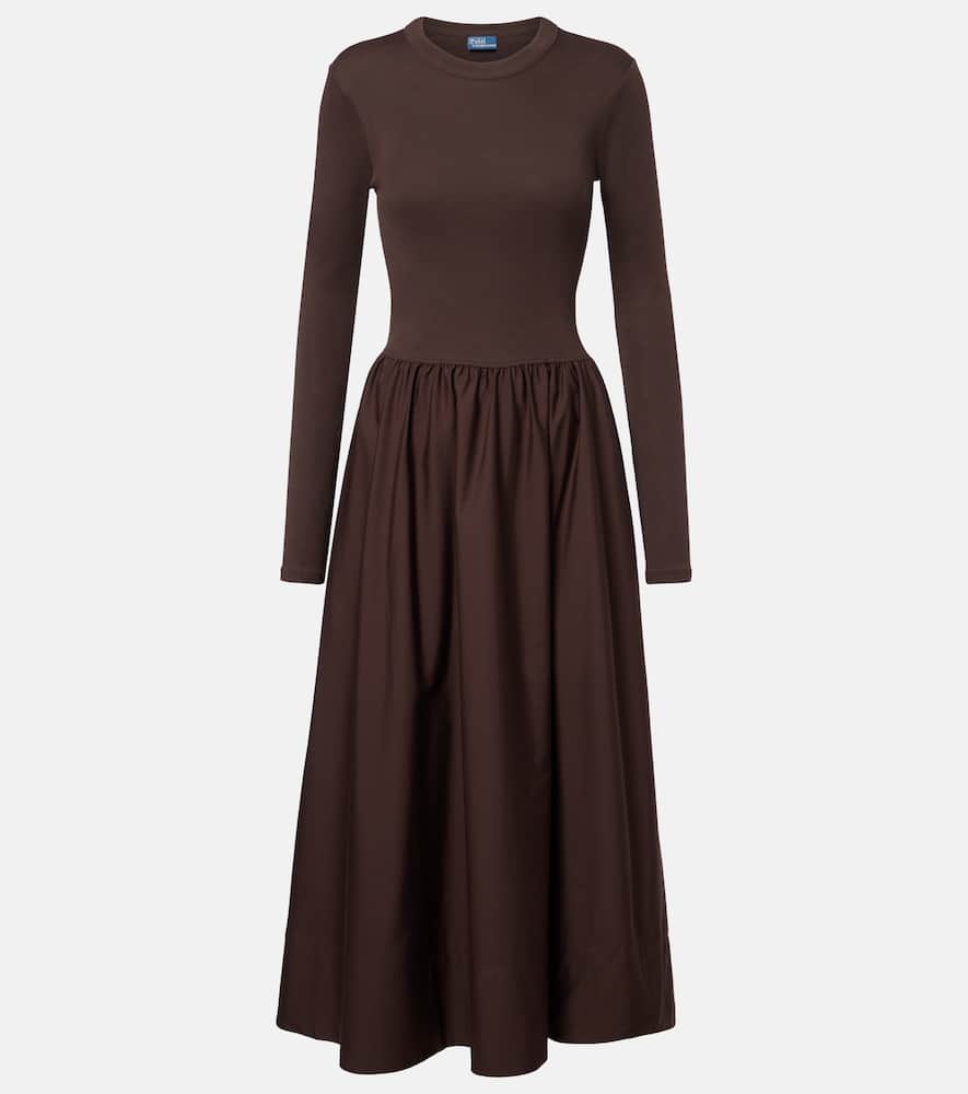 Polo Ralph Lauren Cotton Midi Dress In Brown