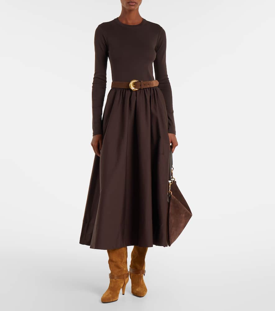 Polo Ralph Lauren Cotton Midi Dress In Brown