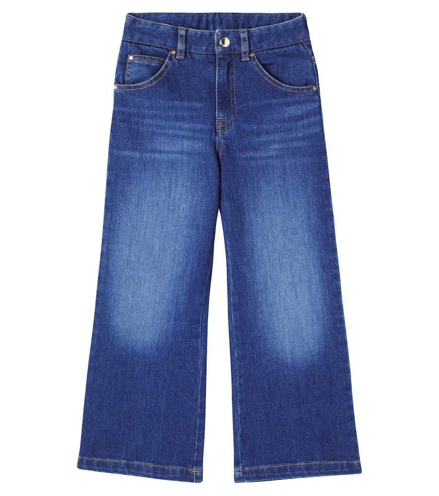 Chloé Kids Mid-rise Wide-leg Jeans In Blue